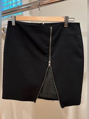 The Kooples Black Mini Pencil Skirt with Silver Slit